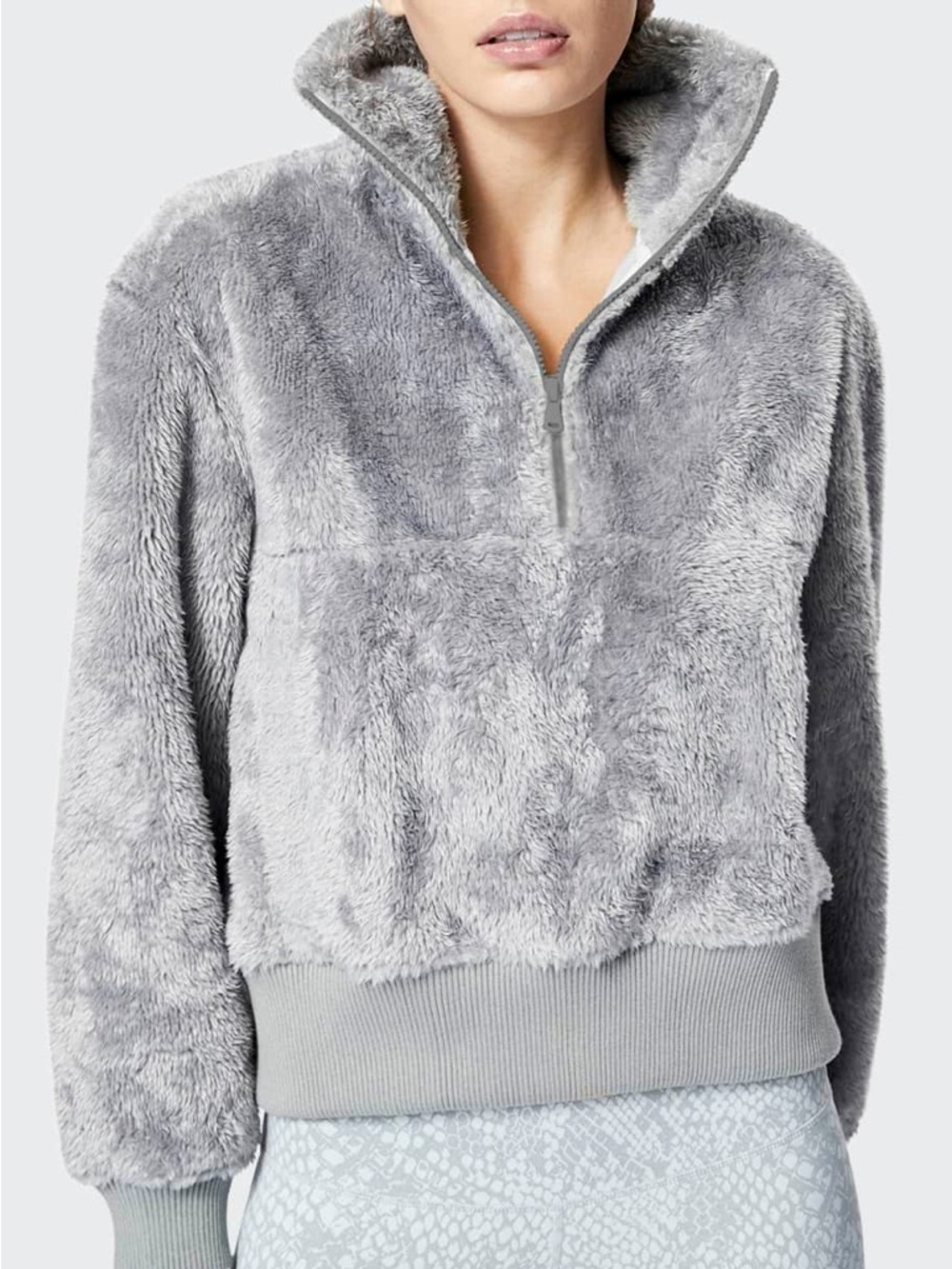 Varley Gray Fleece Half Zip Pullover Sweatshirt Cozy Athleisure Teddy Top XS
